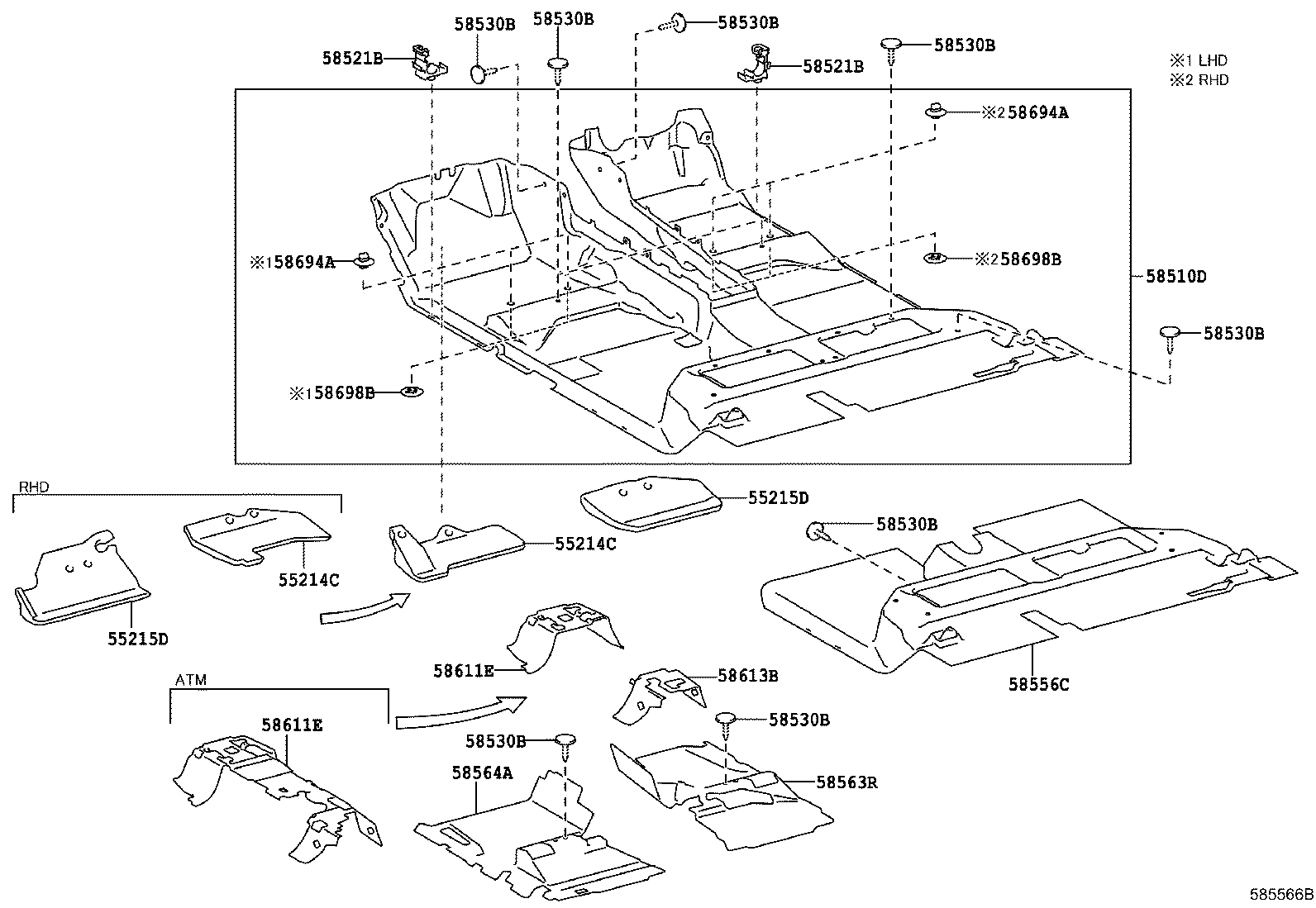 55214-KK030 PAD, DASH PANEL INSULATOR, NO.2 product image
