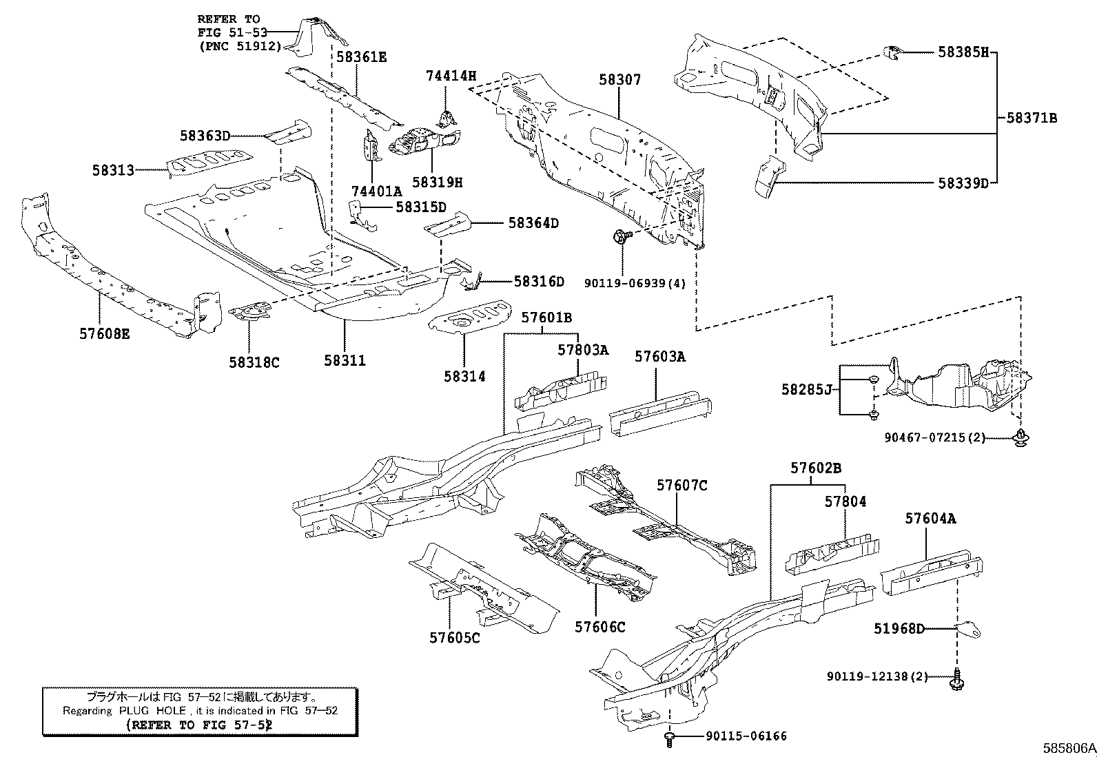 57601-48918 MEMBER SUB-ASSY, REAR FLOOR SIDE, FRONT RH product image