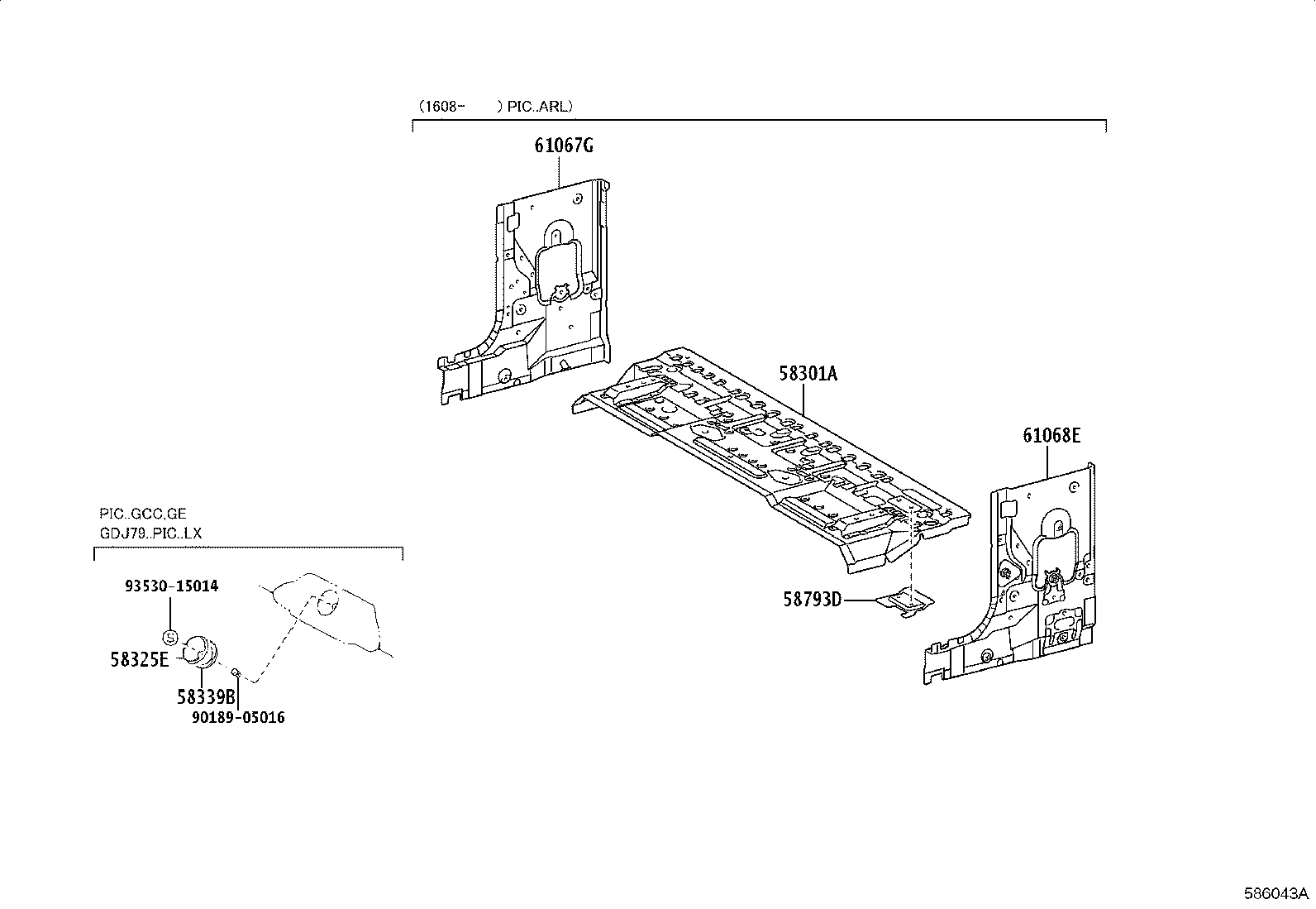 57404-60050 REINFORCE SUB-ASSY, FLOOR SIDE, INNER LH product image