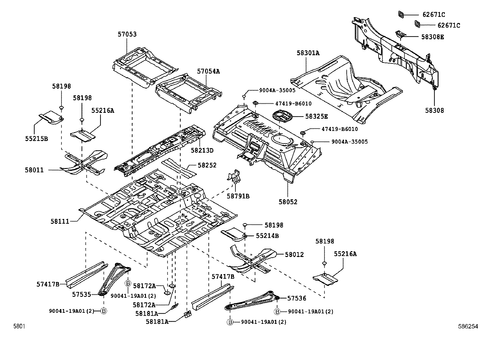 57053-BZ040 REINFORCEMENT SUB-ASSY, FRONT FLOOR CROSS MEMBER, RH product image