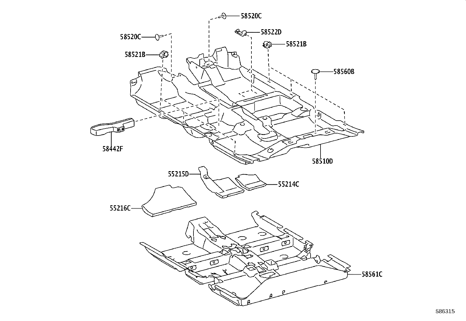55215-0D190 PAD, DASH PANEL INSULATOR, NO.3 product image