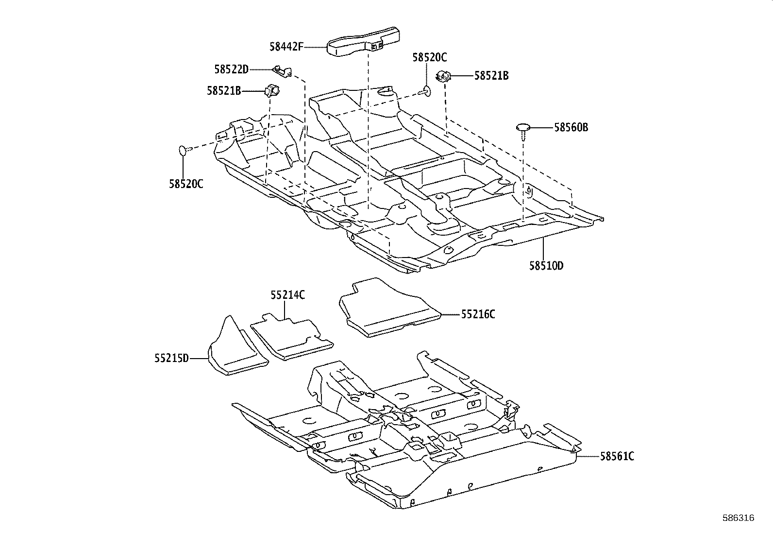 55215-0D190 PAD, DASH PANEL INSULATOR, NO.3 product image