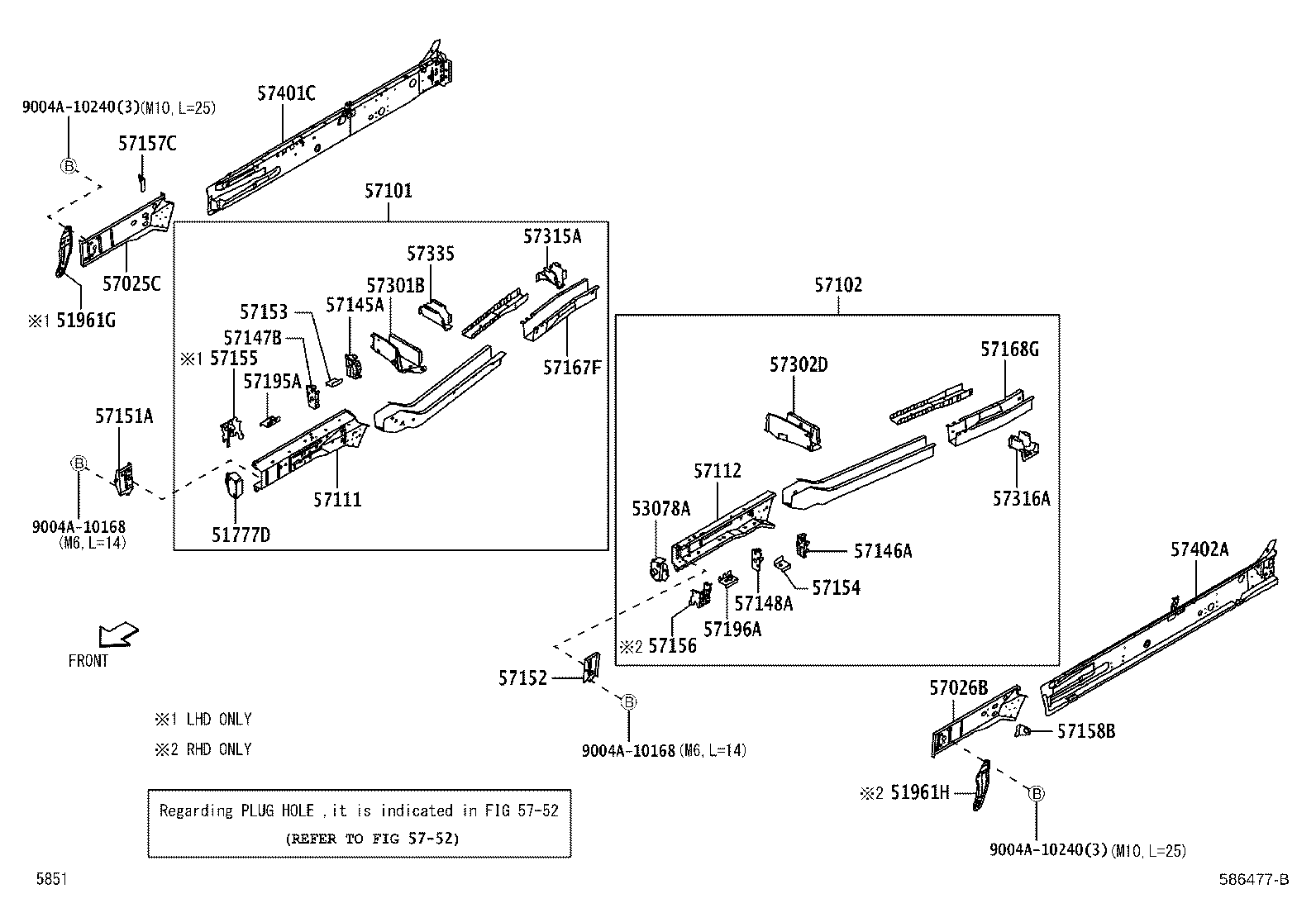 51568-BZ010 BRACKET, FRONT FLOOR CENTER BRACE, RH product image