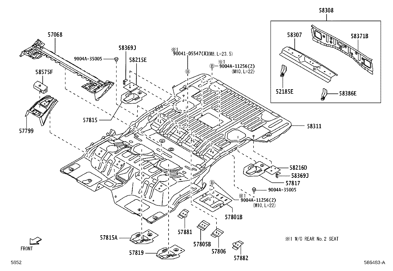 57602-BZ450 MEMBER SUB-ASSY, REAR FLOOR SIDE, FRONT LH product image