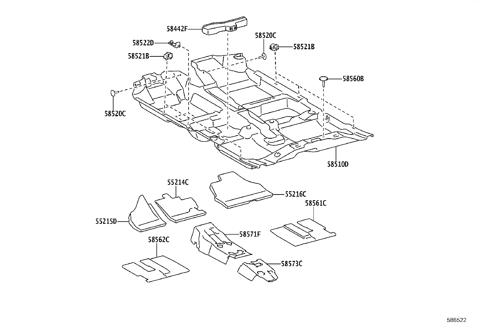 55215-0D190 PAD, DASH PANEL INSULATOR, NO.3 product image