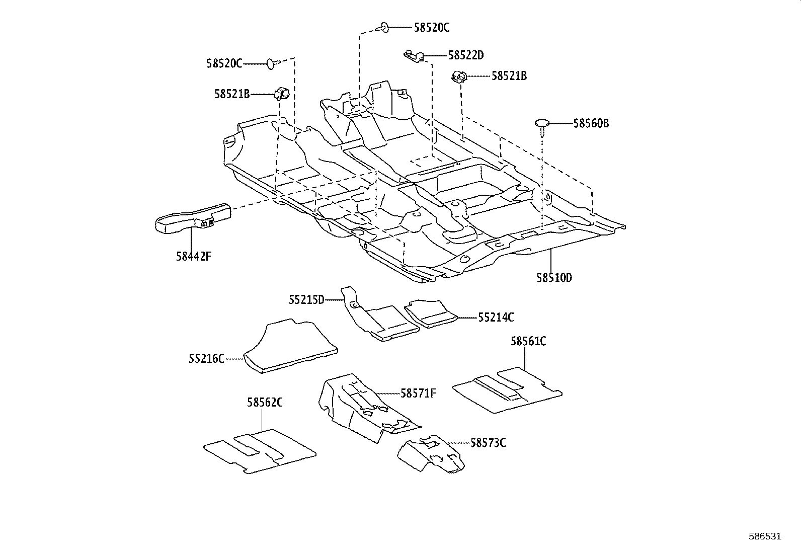 55215-0D190 PAD, DASH PANEL INSULATOR, NO.3 product image