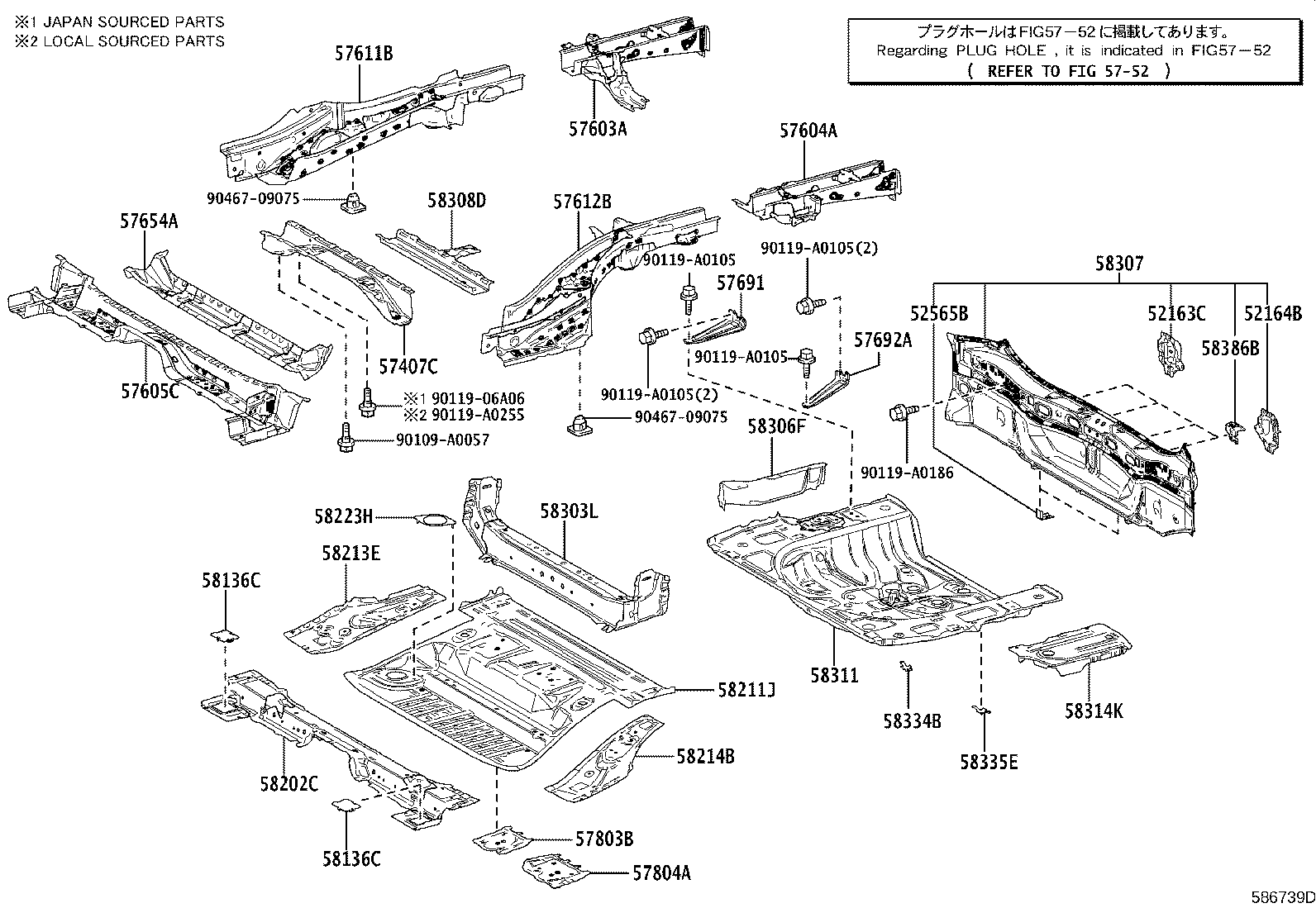 57604-0R030 MEMBER SUB-ASSY, REAR FLOOR SIDE, REAR LH product image
