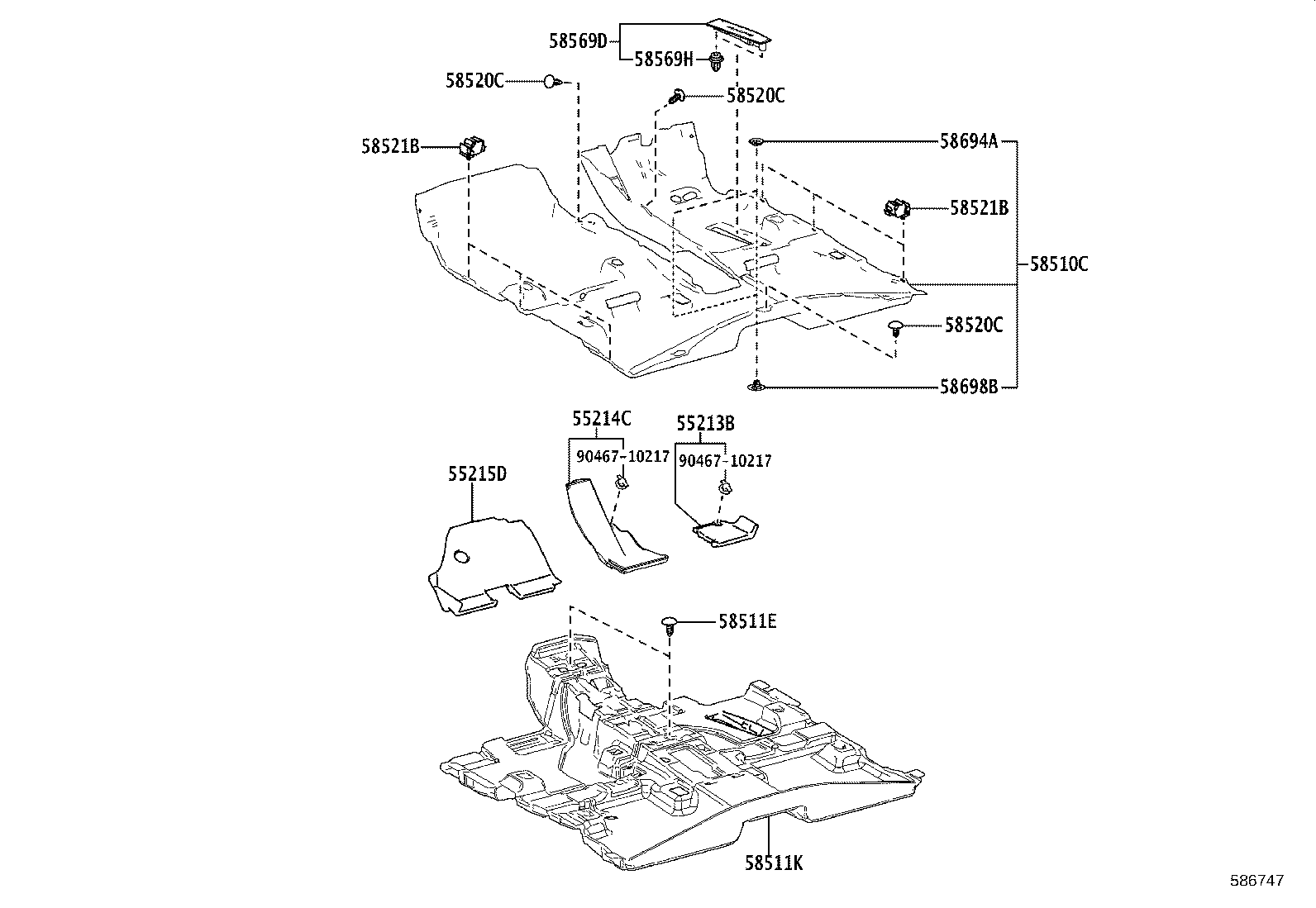 55214-0R080 PAD, DASH PANEL INSULATOR, NO.2 product image