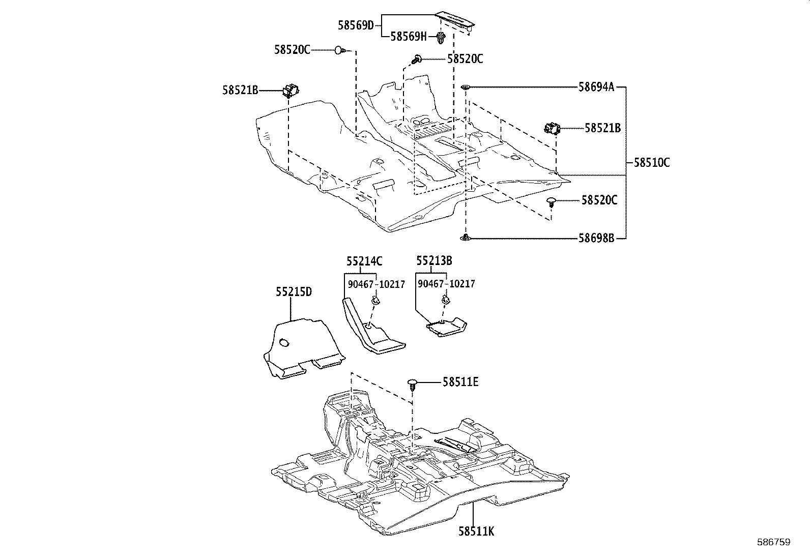 55214-0R080 PAD, DASH PANEL INSULATOR, NO.2 product image