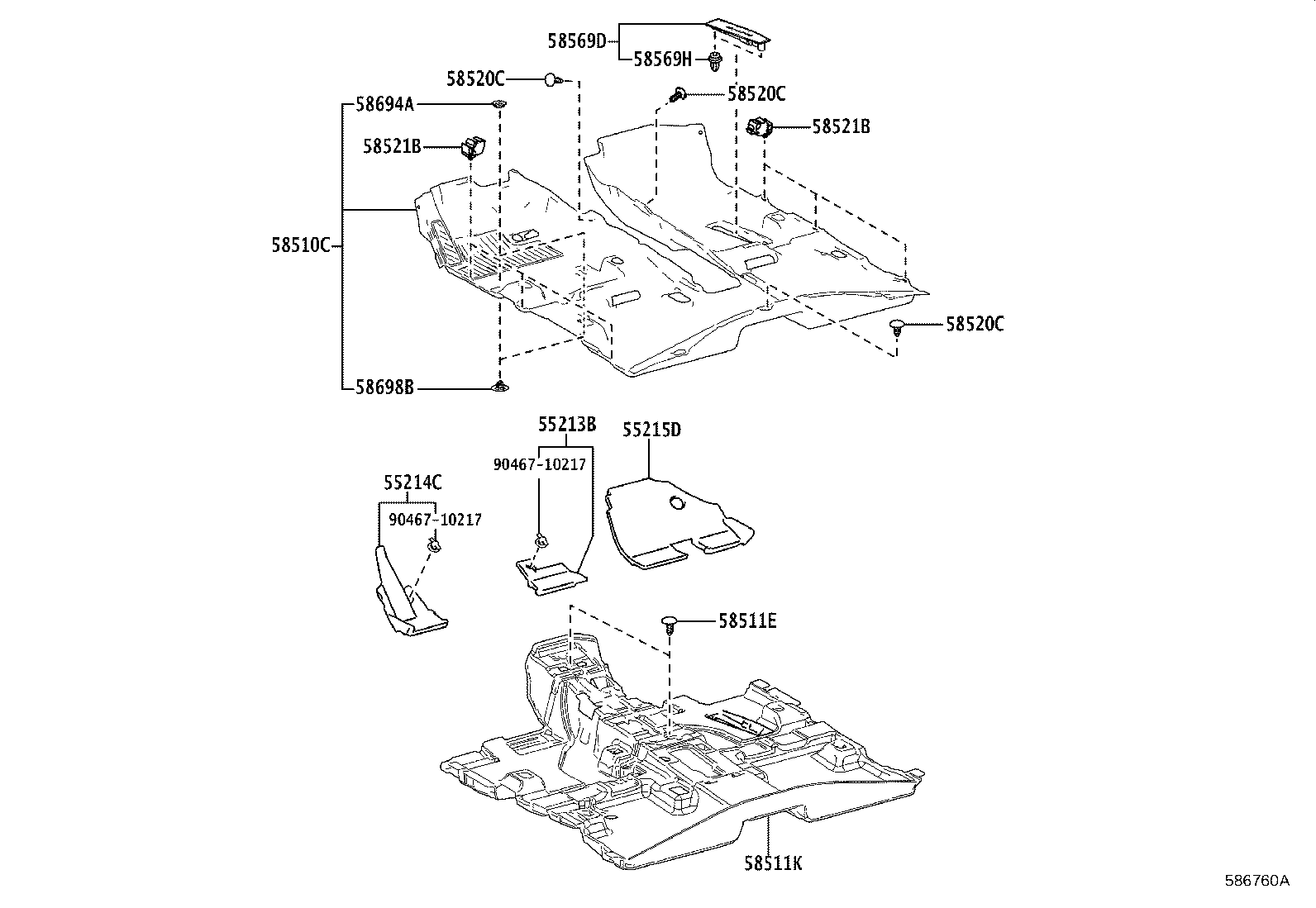 55214-0R080 PAD, DASH PANEL INSULATOR, NO.2 product image