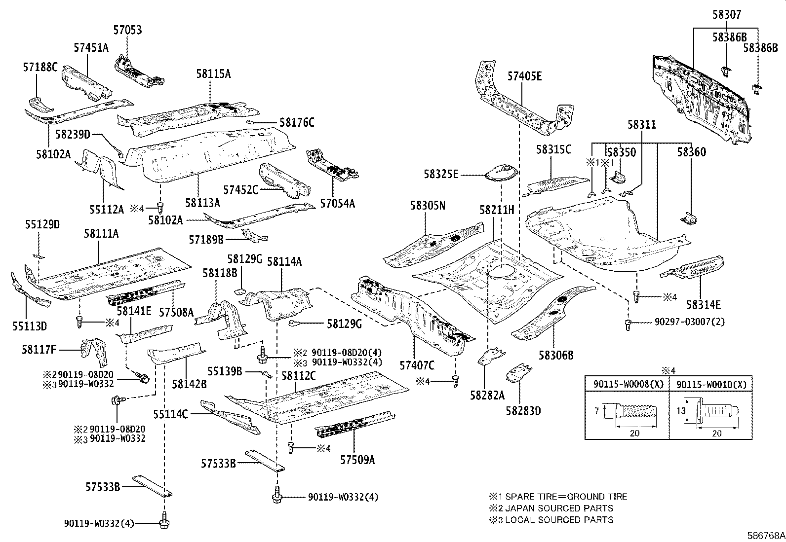 57054-02100 REINFORCEMENT SUB-ASSY, FRONT FLOOR CROSS MEMBER, LH product image