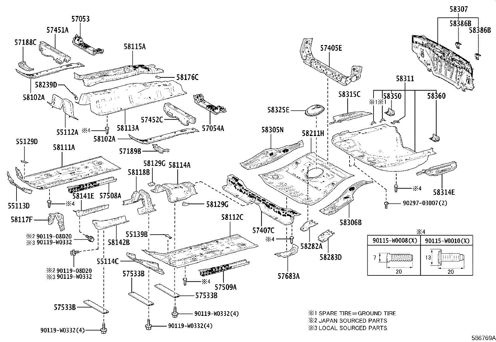 57054-02100 REINFORCEMENT SUB-ASSY, FRONT FLOOR CROSS MEMBER, LH product image
