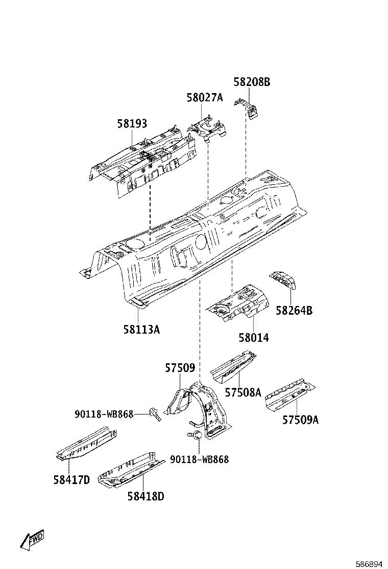 57043-WB002 REINFORCEMENT SUB-ASSY, FRONT SIDE MEMBER, REAR RH product image