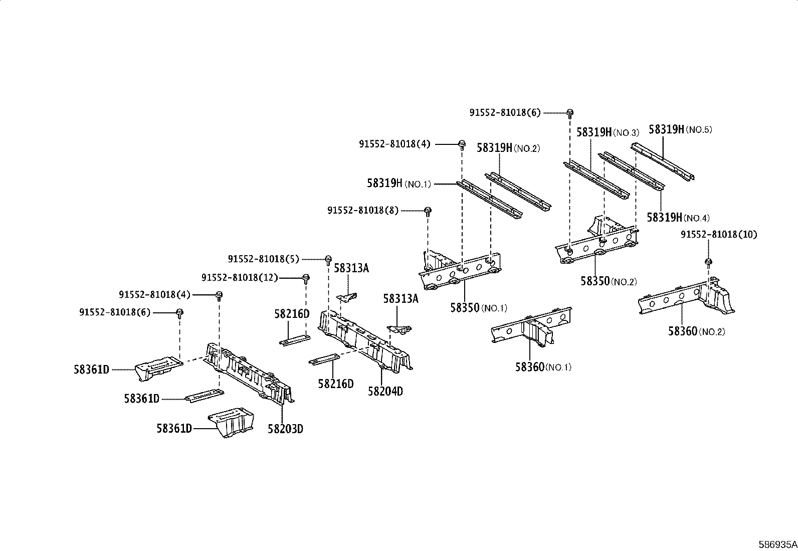 57608-26371 MEMBER SUB-ASSY, REAR FLOOR CROSS, NO.4 product image