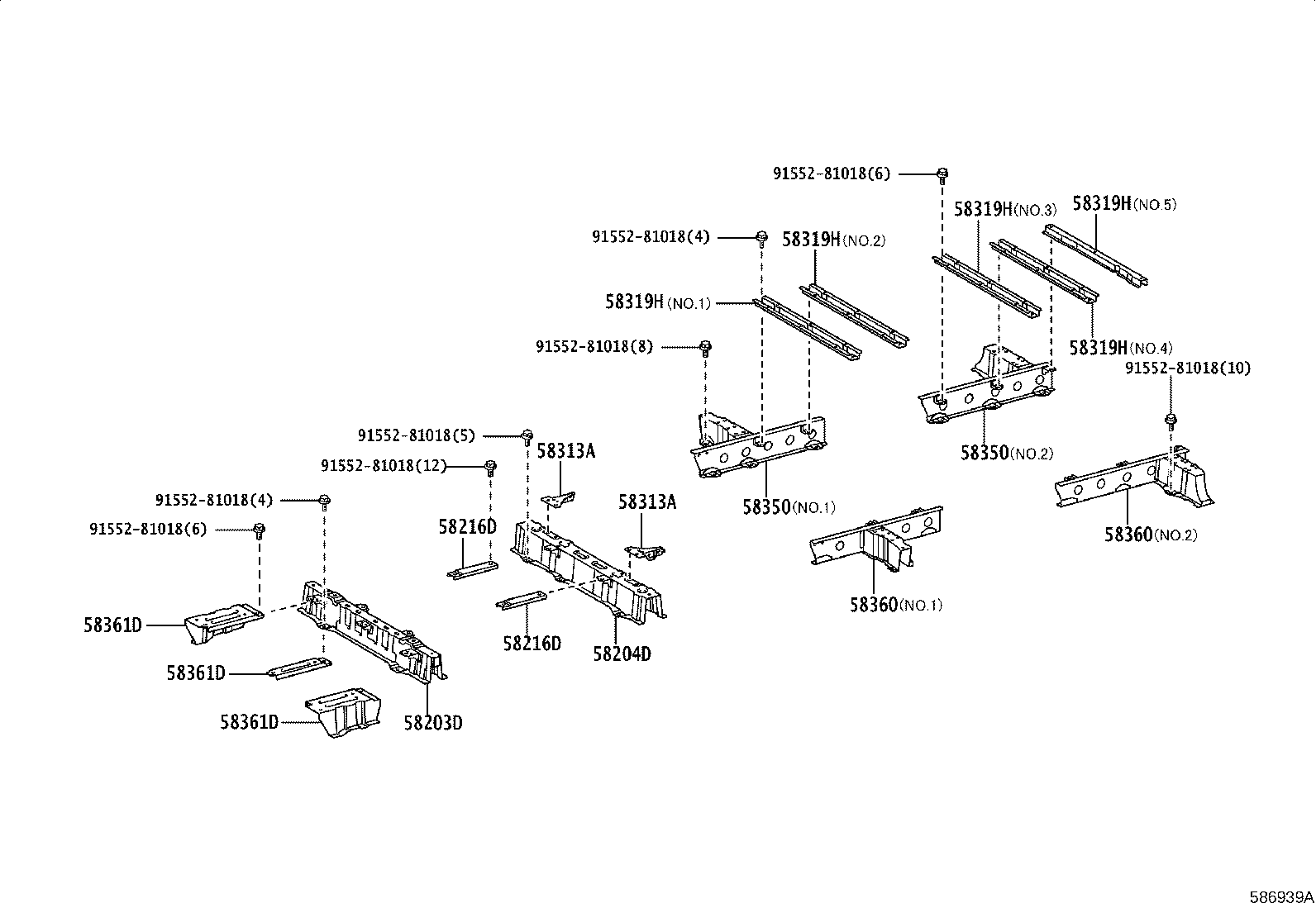 57608-26371 MEMBER SUB-ASSY, REAR FLOOR CROSS, NO.4 product image