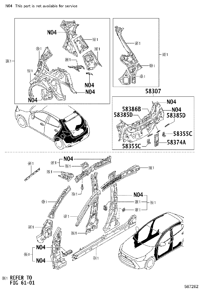57043-WB002 REINFORCEMENT SUB-ASSY, FRONT SIDE MEMBER, REAR RH product image