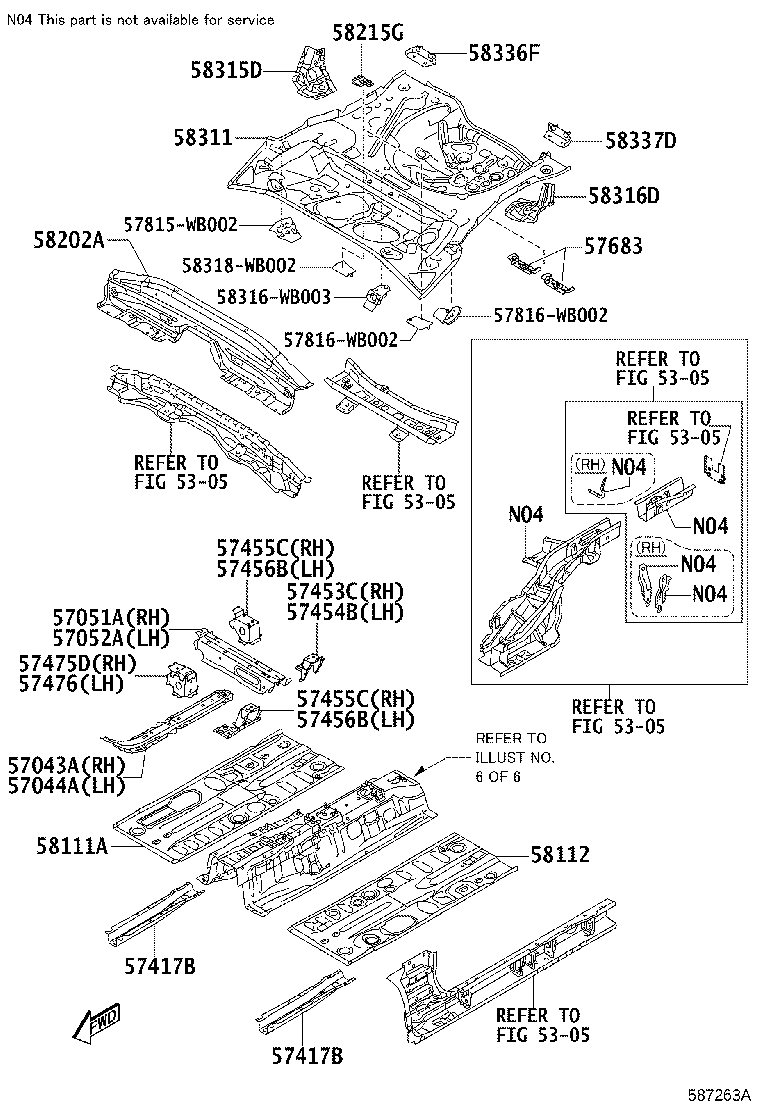57043-WB002 REINFORCEMENT SUB-ASSY, FRONT SIDE MEMBER, REAR RH product image