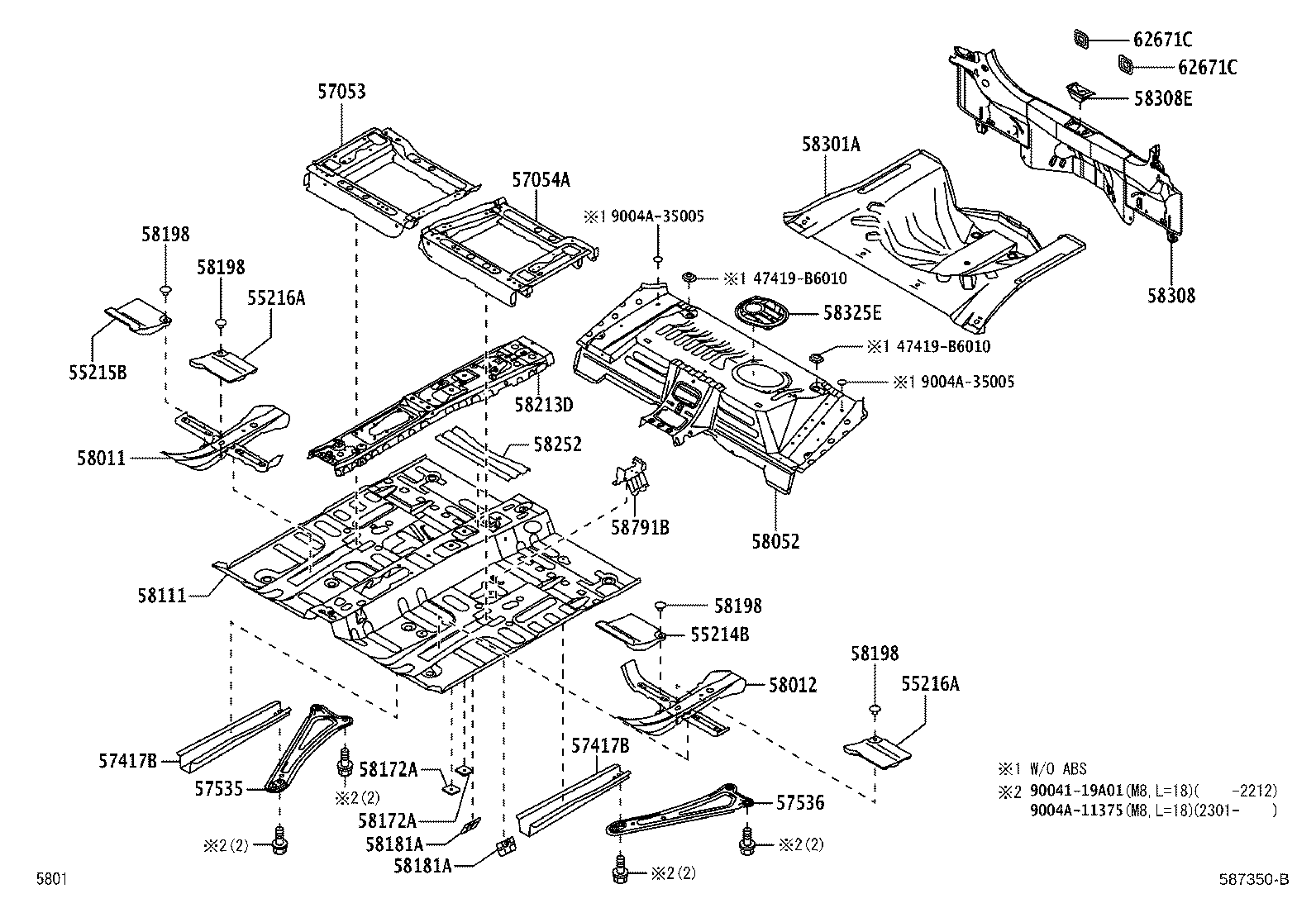 57053-BZ040 REINFORCEMENT SUB-ASSY, FRONT FLOOR CROSS MEMBER, RH product image