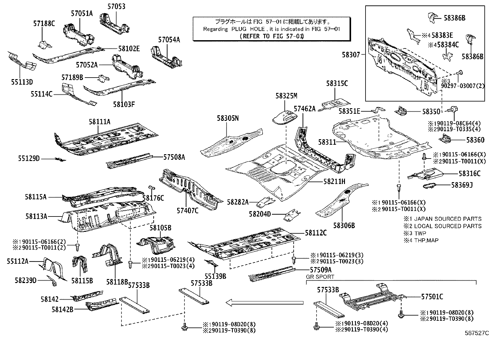 57501-0A010 BRACE SUB-ASSY, FRONT FLOOR, CENTER product image