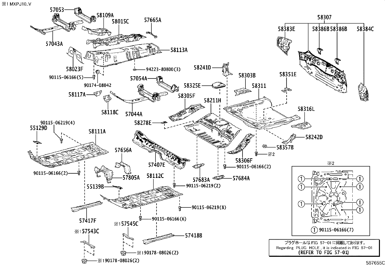 57044-52080 REINFORCEMENT SUB-ASSY, FRONT SIDE MEMBER, REAR LH product image