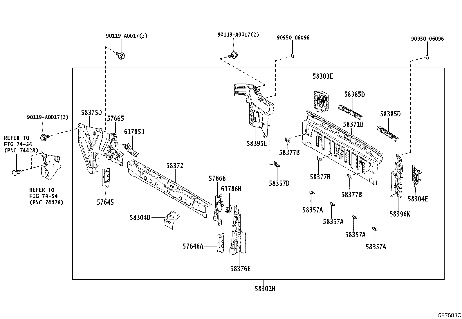 57608-08030 MEMBER SUB-ASSY, REAR FLOOR CROSS, NO.4 product image