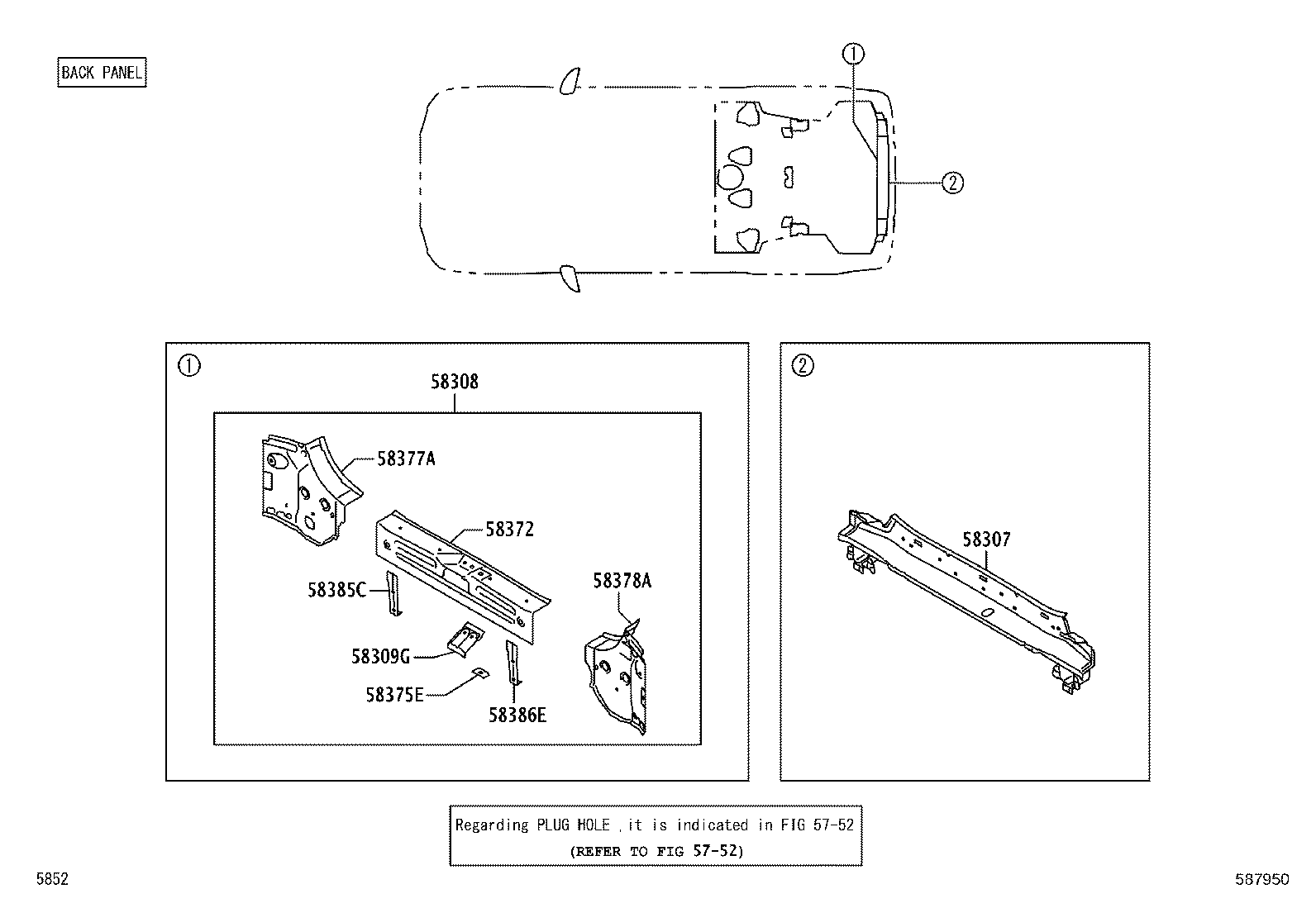 57033-BZ080 BRACKET SUB-ASSY, REAR FLOOR MOUNTING, NO.2 RH product image