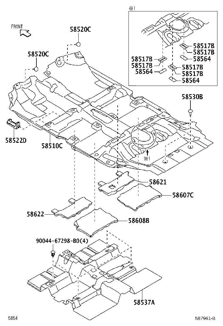 58607-BZ010 PAD, FLOOR SILENCER, FRONT RH product image