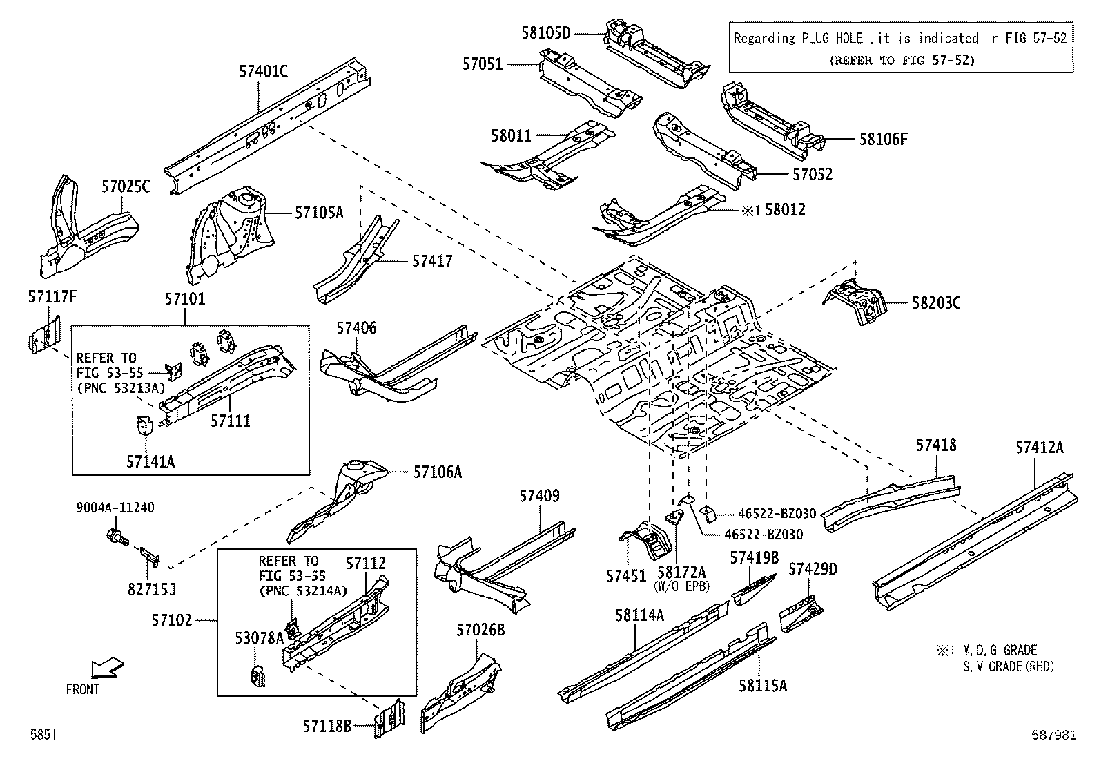 58105-BZ050 RETAINER SUB-ASSY, SEAT RAIL, REAR RH product image