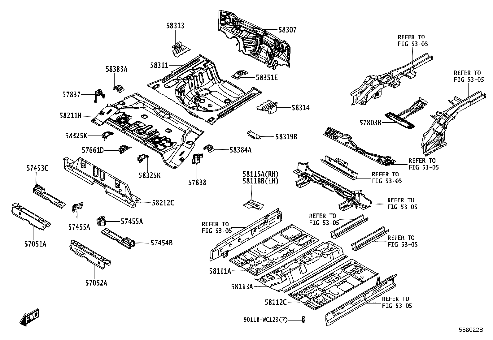 57052-WC005 MEMBER, FRONT FLOOR CROSS SIDE, LH product image