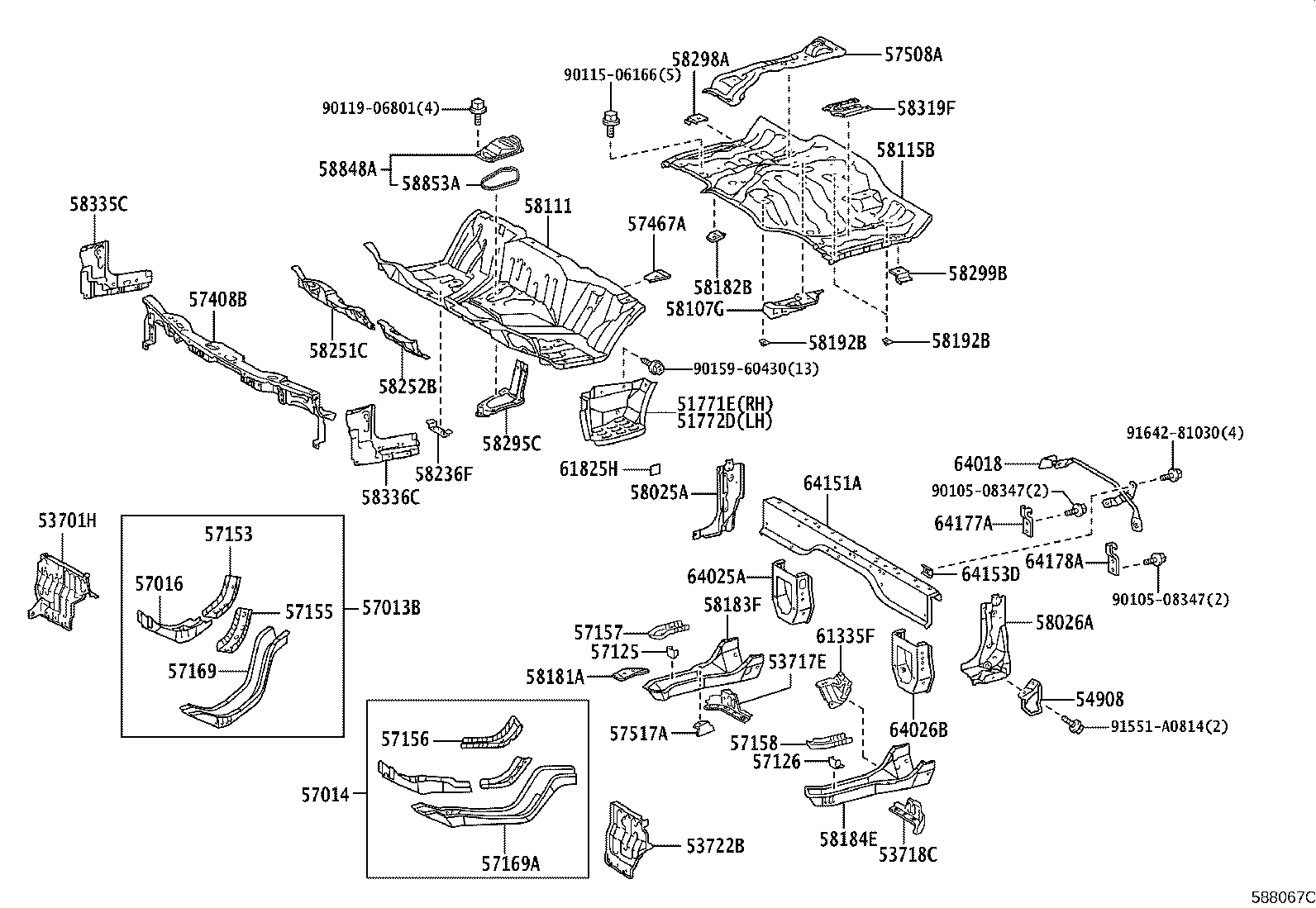 57508-25010 REINFORCEMENT SUB-ASSY, FRONT FLOOR, RH product image