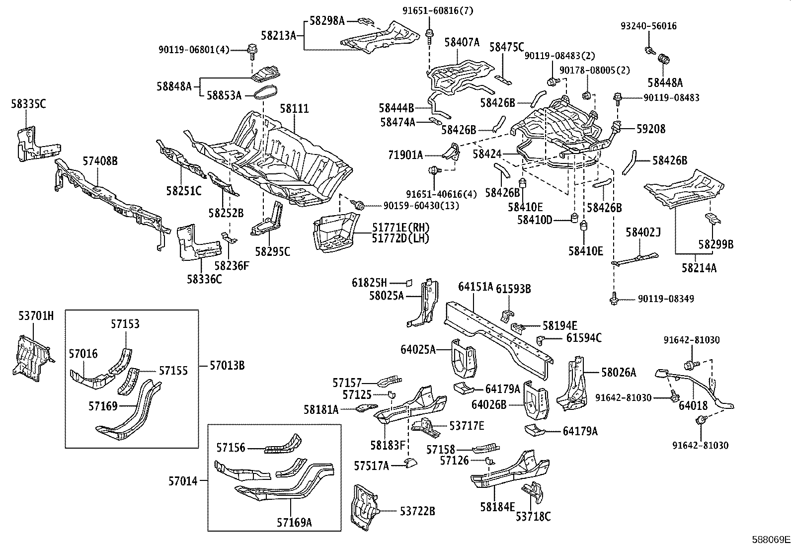 57508-25010 REINFORCEMENT SUB-ASSY, FRONT FLOOR, RH product image