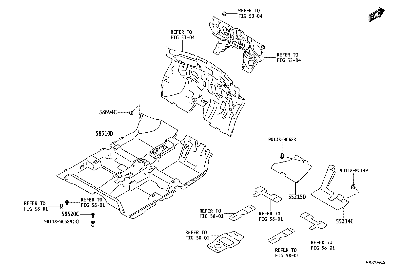 55214-WC005 PAD, DASH PANEL INSULATOR, NO.3 product image