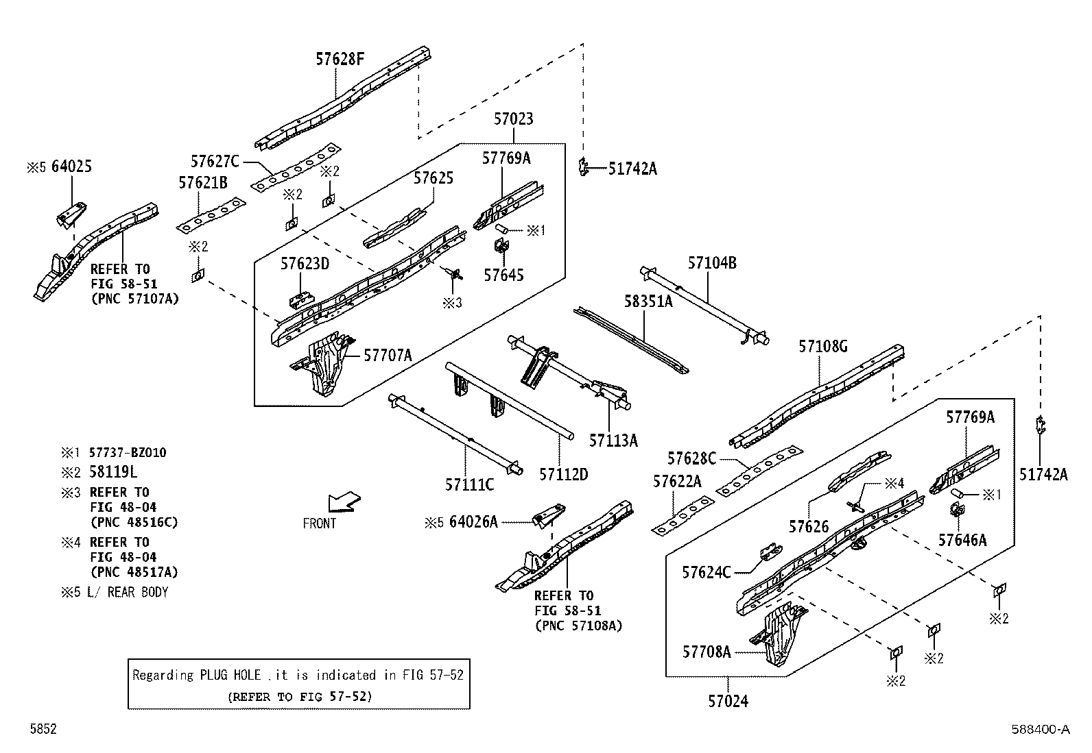 57608-BZ320 MEMBER SUB-ASSY, REAR FLOOR CROSS, NO.4 product image