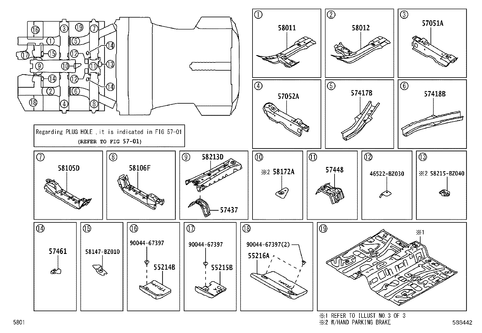 58105-BZ150 RETAINER SUB-ASSY, SEAT RAIL, REAR RH product image