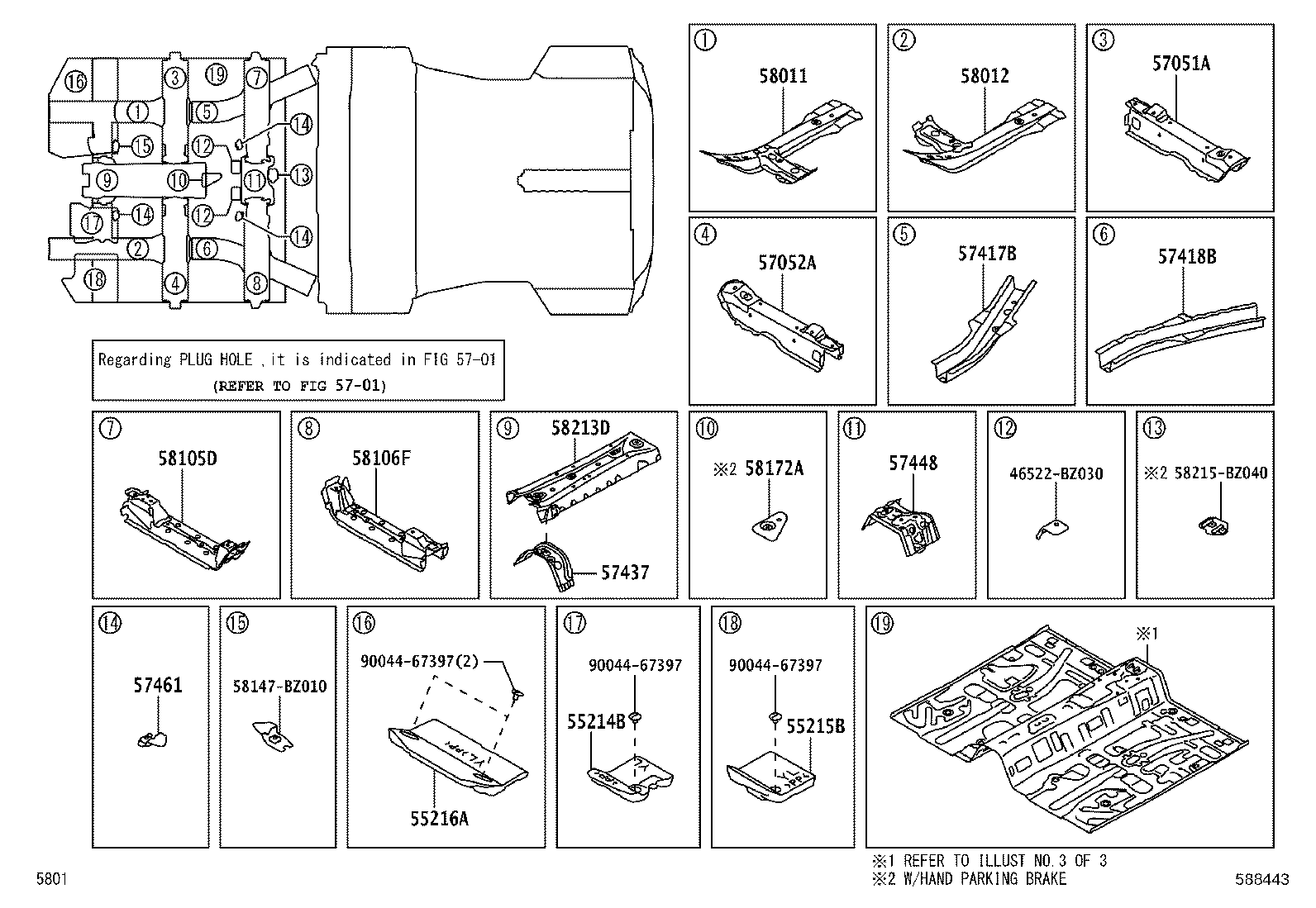 58105-BZ150 RETAINER SUB-ASSY, SEAT RAIL, REAR RH product image