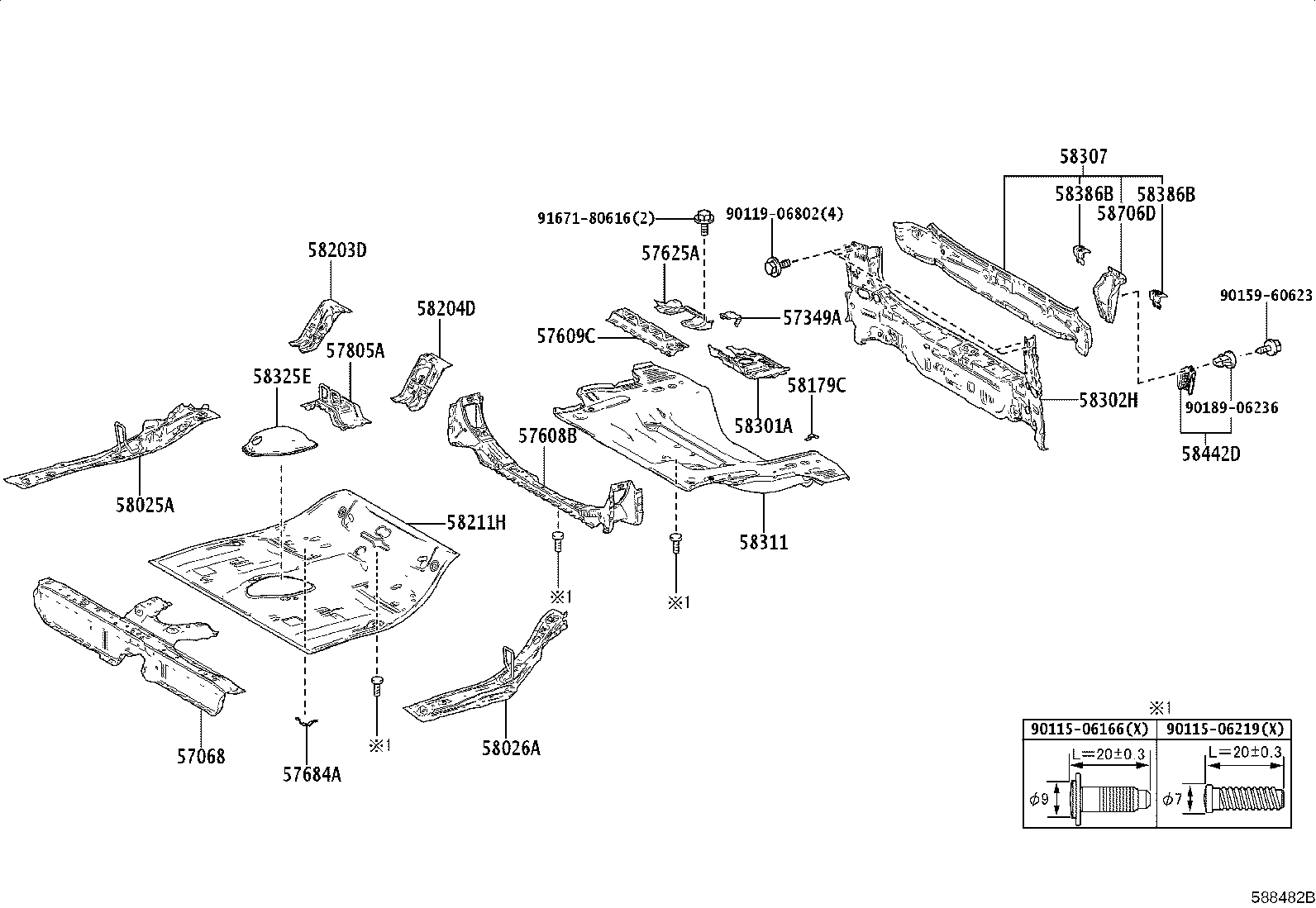 57609-52100 MEMBER SUB-ASSY, REAR FLOOR CROSS, NO.5 product image