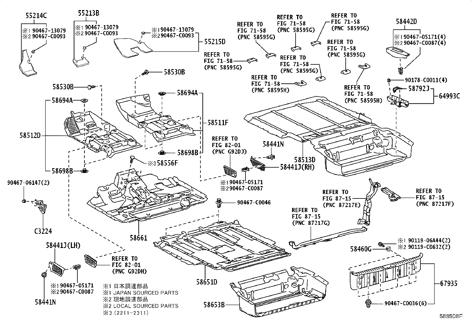 55215-08040 PAD, DASH PANEL INSULATOR, NO.3 product image