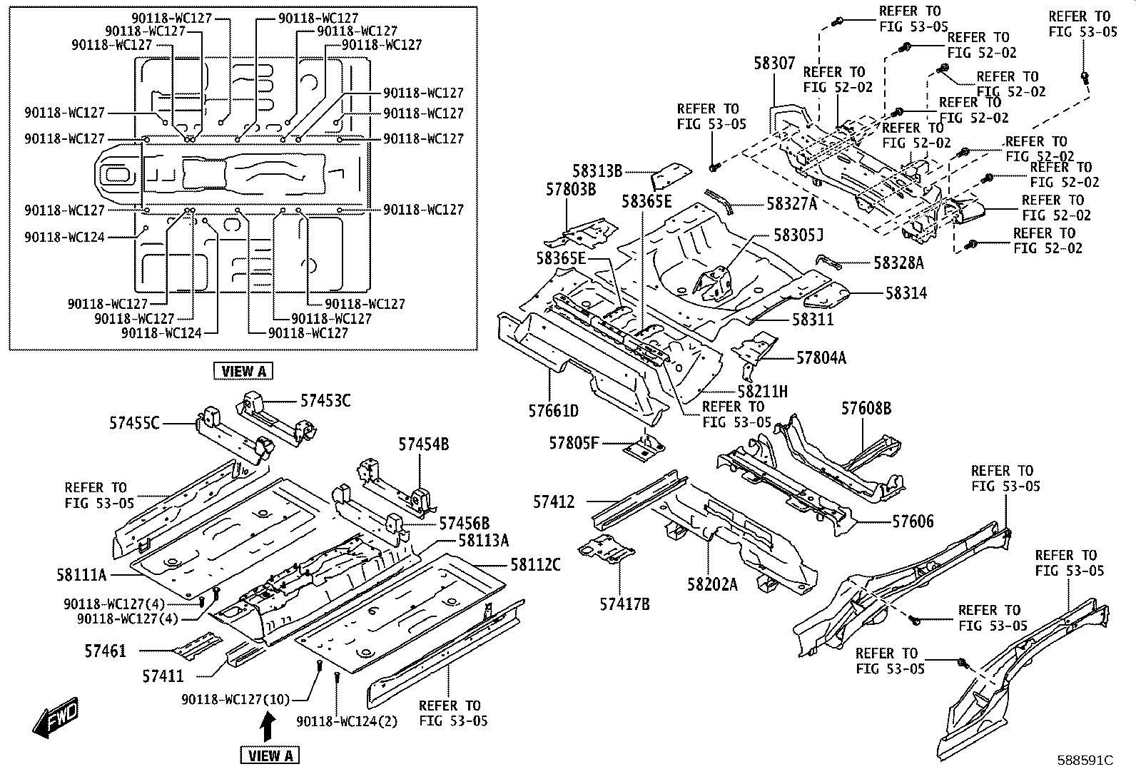 57608-WC006 MEMBER SUB-ASSY, REAR FLOOR CROSS, NO.4 product image