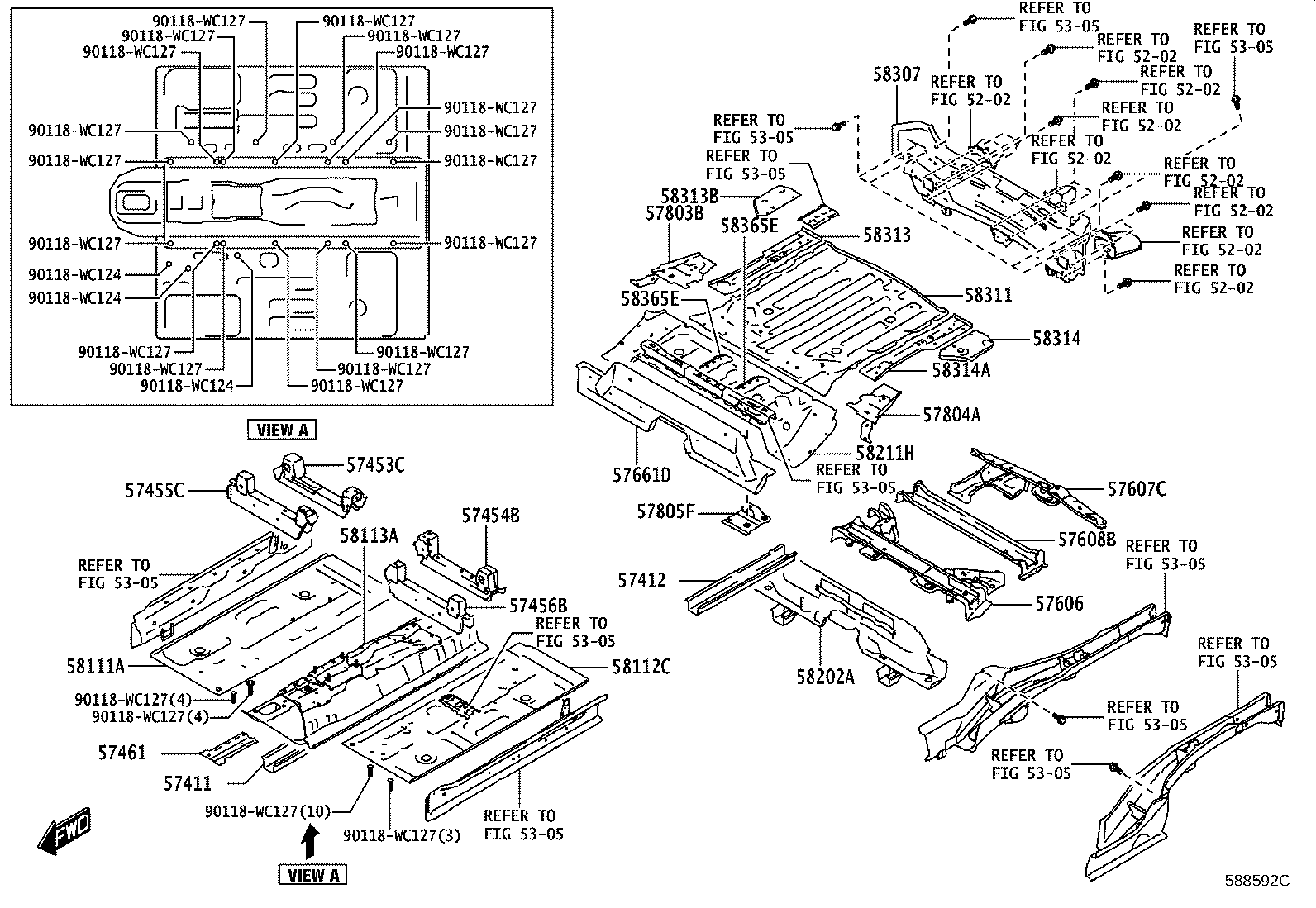 57608-WC006 MEMBER SUB-ASSY, REAR FLOOR CROSS, NO.4 product image
