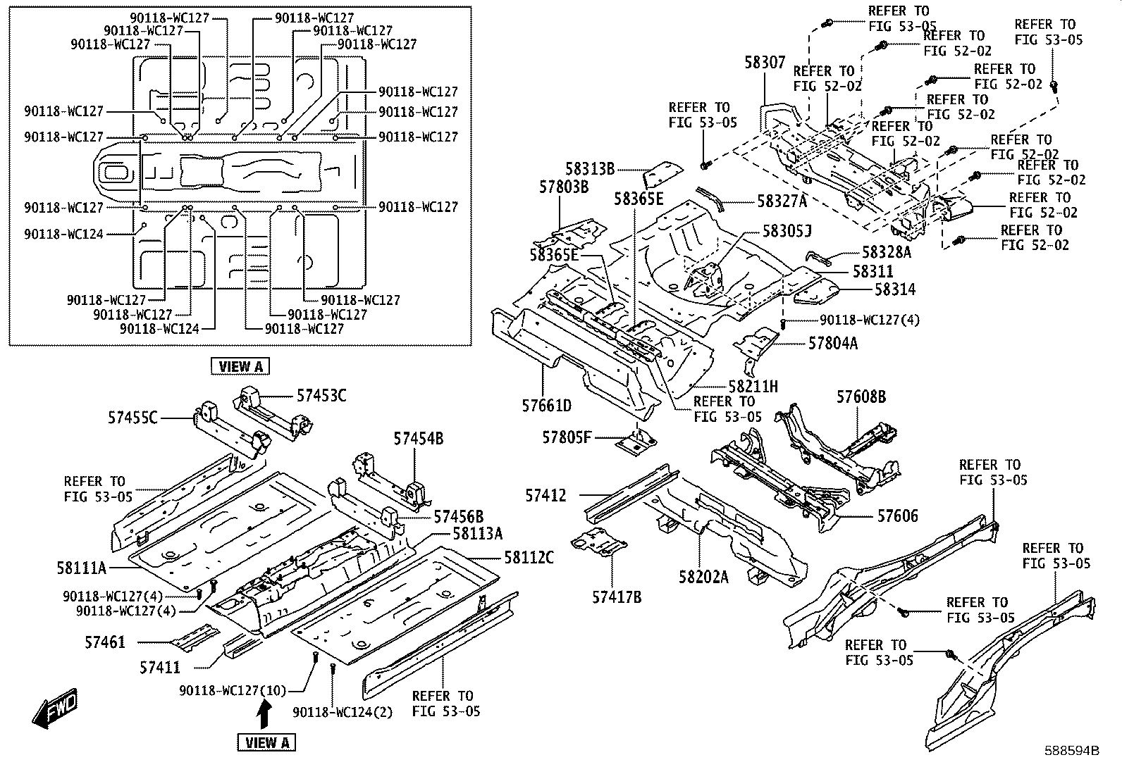 57608-WC006 MEMBER SUB-ASSY, REAR FLOOR CROSS, NO.4 product image