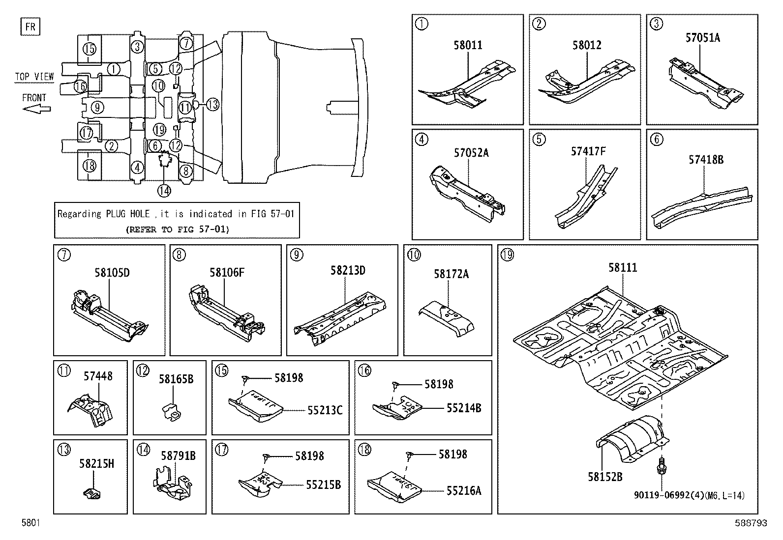 58105-BZ170 RETAINER SUB-ASSY, SEAT RAIL, REAR RH product image