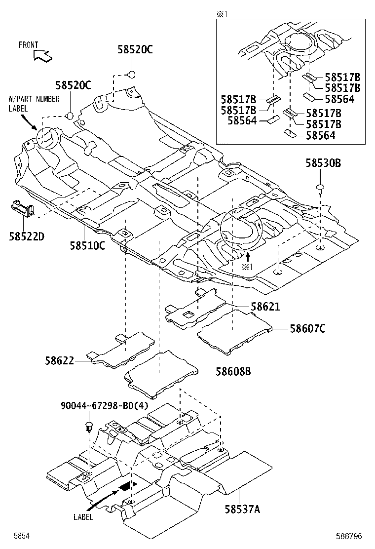 58607-BZ010 PAD, FLOOR SILENCER, FRONT RH product image