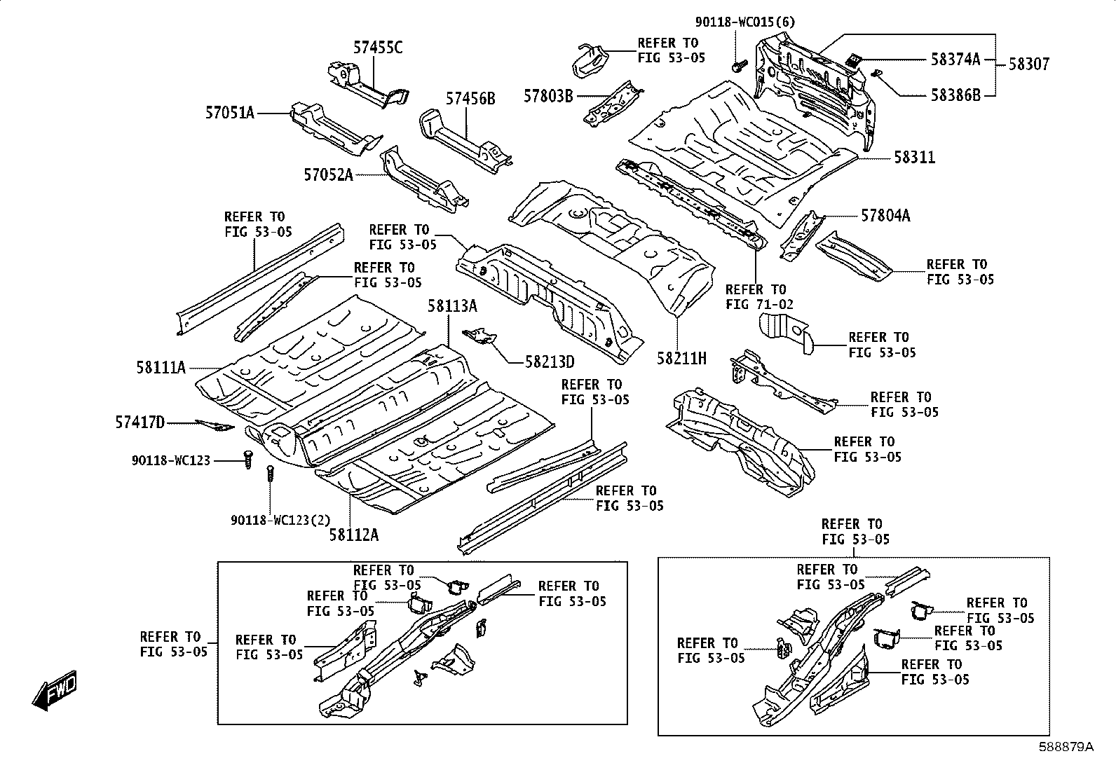 57533-WC003 BRACE, FRONT FLOOR, CENTER product image