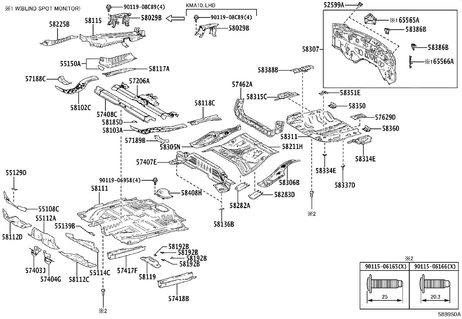 57627-76040 COVER, REAR FLOOR SIDE MEMBER, RH product image