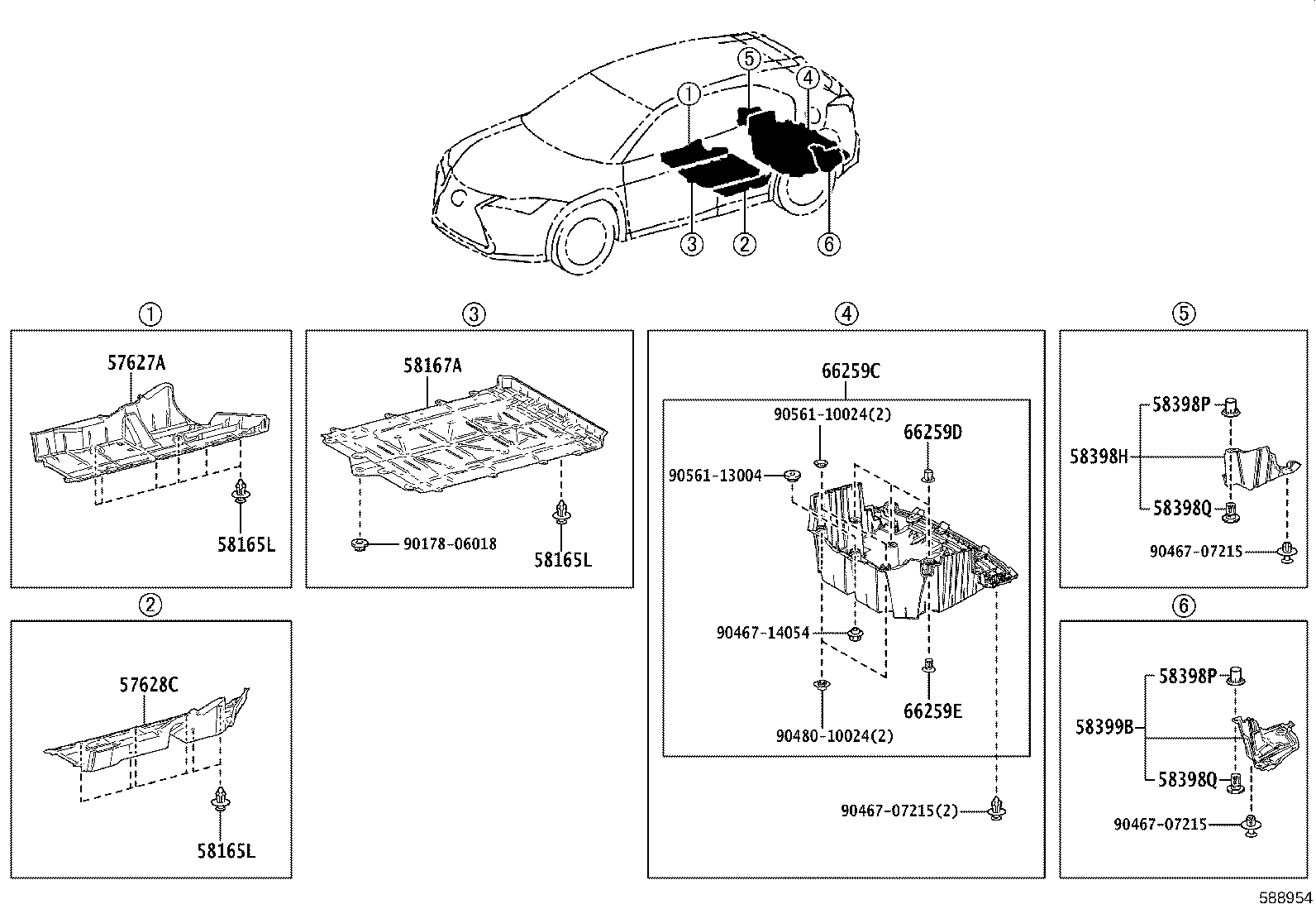 57627-76040 COVER, REAR FLOOR SIDE MEMBER, RH product image