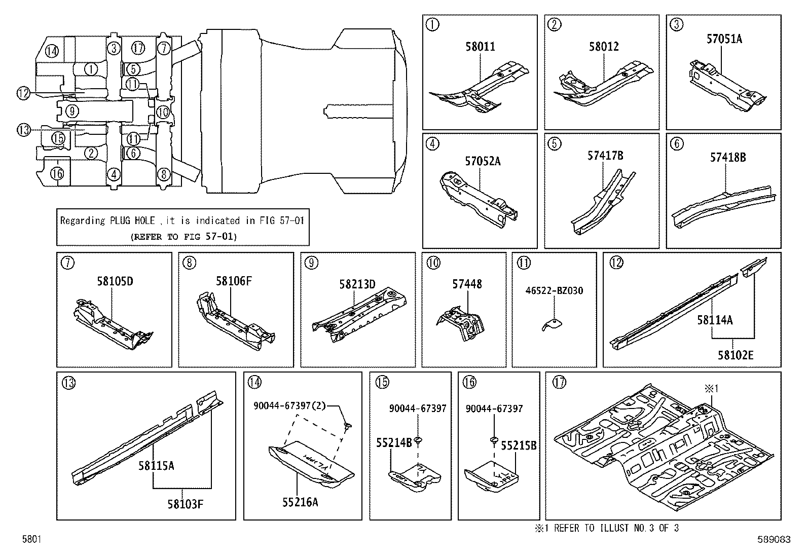 58105-BZ150 RETAINER SUB-ASSY, SEAT RAIL, REAR RH product image