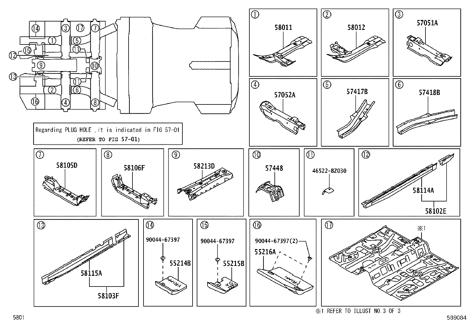 58105-BZ150 RETAINER SUB-ASSY, SEAT RAIL, REAR RH product image
