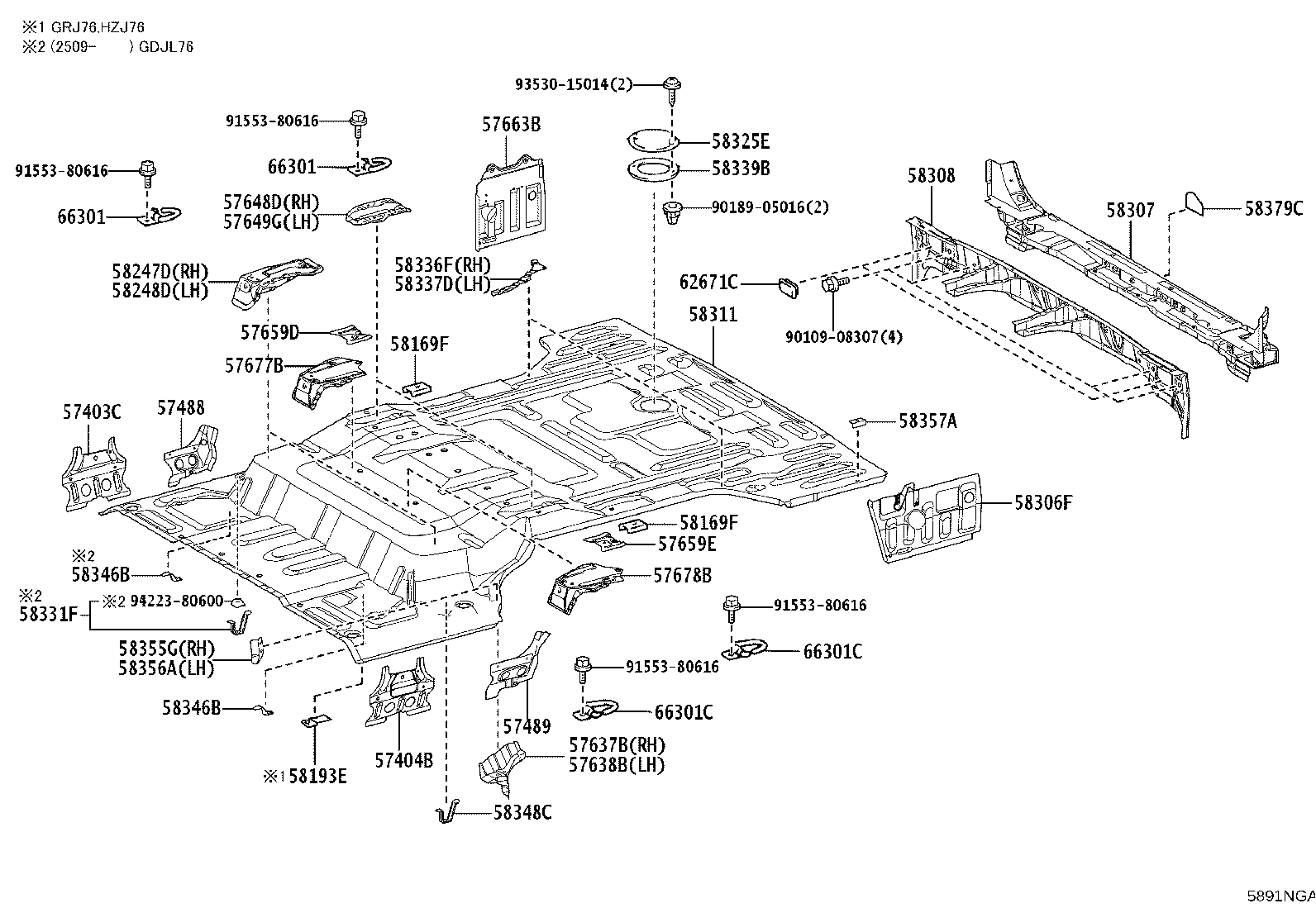 57404-60050 REINFORCE SUB-ASSY, FLOOR SIDE, INNER LH product image