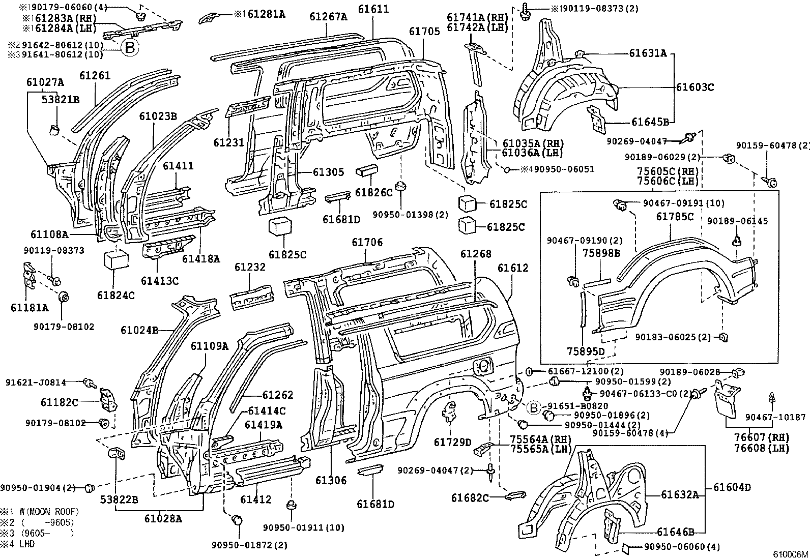76607-60210 MUDGUARD SUB-ASSY, QUARTER PANEL, REAR RH product image
