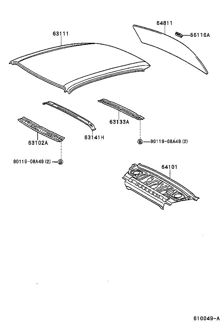 63133-16060 FRAME, BACK WINDOW, UPPER product image